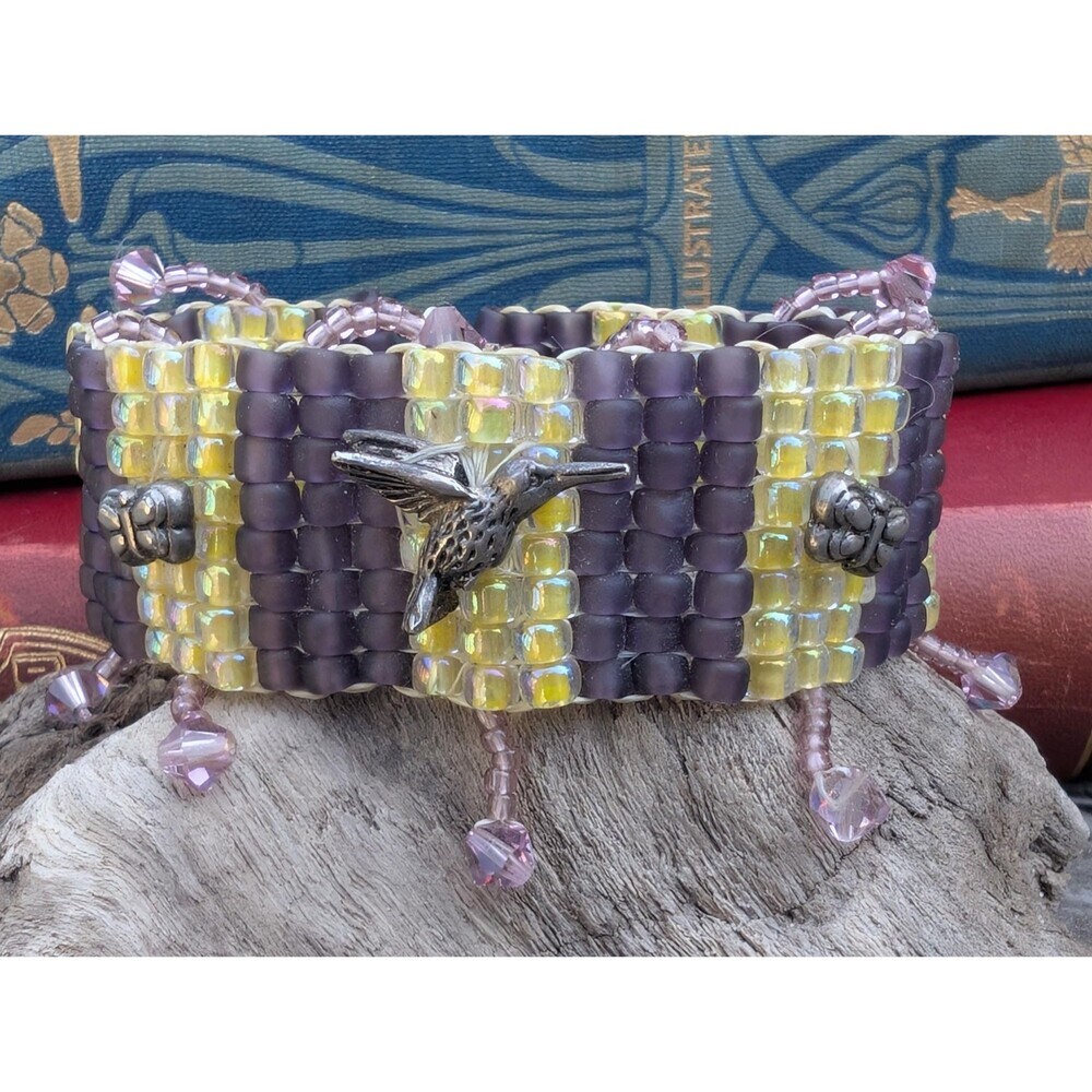 Vintage Sterling Hummingbird Butterfly Bead Bracelet